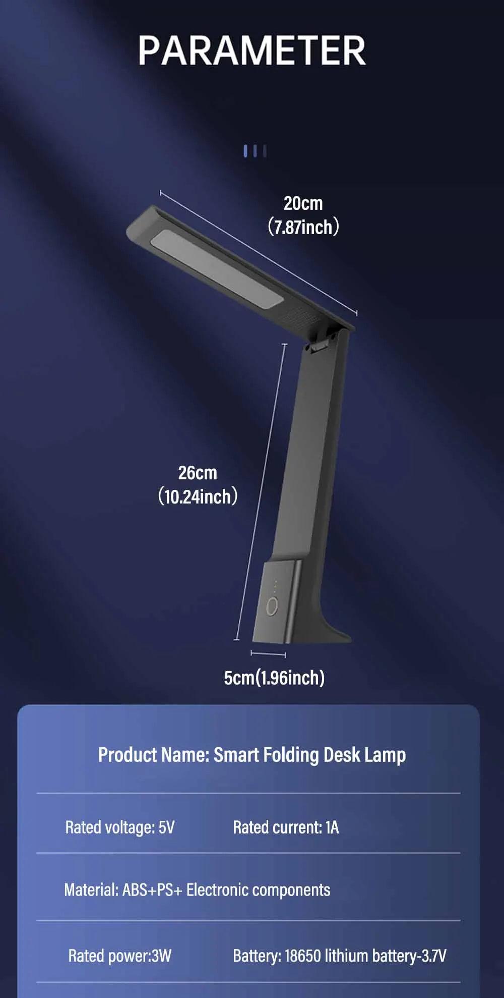 LED Folding Desk Lamp – USB Rechargeable, Touch Control, Dimmable, Eye Protection - OneSmartZone