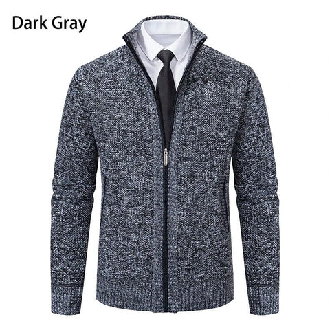 Men's Casual Sports Jacket - Autumn & Winter Fleece Zipper Cardigan with Stand Collar - OneSmartZone