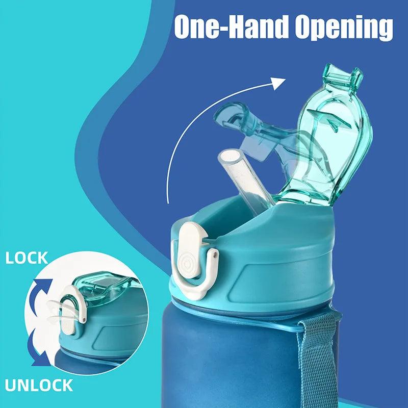 AquaPulse™ – Sports Water Bottle with Time Tracker & Straw - OneSmartZone