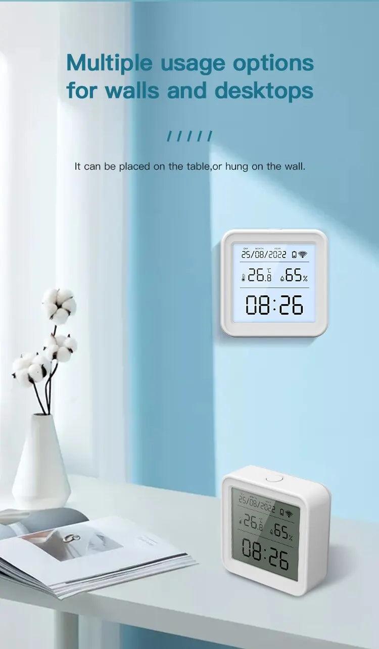 Tuya WiFi Smart Temperature & Humidity Sensor – Hygrometer Thermometer with Backlight, Alexa & Google Assistant Compatible - OneSmartZone