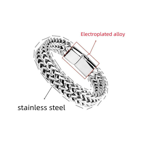 Stainless Steel Braided Fish Scale Bracelet with Alloy Magnetic Buckle – Double Row Design - OneSmartZone