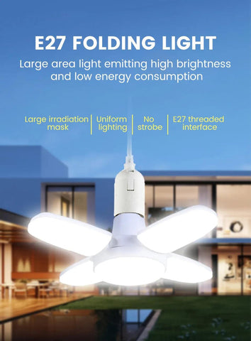 28W Foldable LED Bulb – E27 | 6500K White Light for Home, Warehouse & Garage - OneSmartZone