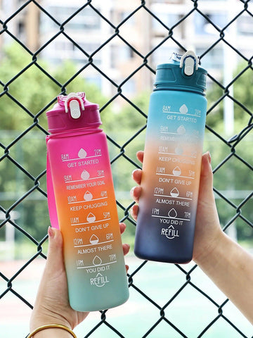 AquaPulse™ – Sports Water Bottle with Time Tracker & Straw - OneSmartZone