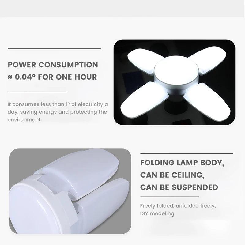 28W Foldable LED Bulb – E27 | 6500K White Light for Home, Warehouse & Garage - OneSmartZone