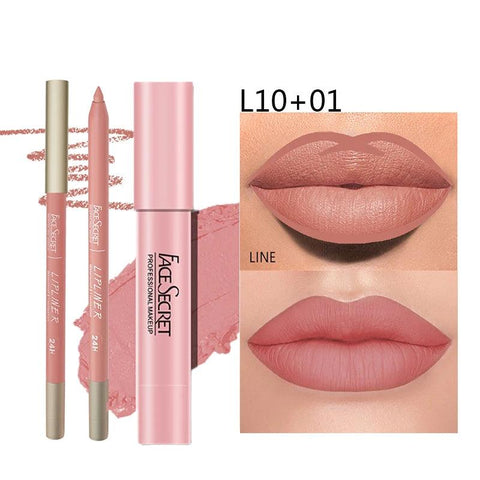 Matte Lipliner & Lipstick Set - Waterproof, Long-Lasting Soft Matte Lip Makeup - OneSmartZone