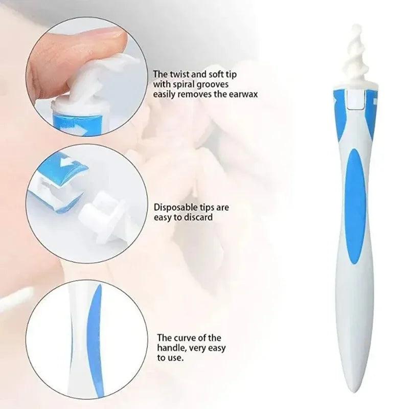 Ear Wax Remover Tool - Soft Silicone Cleaner with 16 Replacement Tips - OneSmartZone