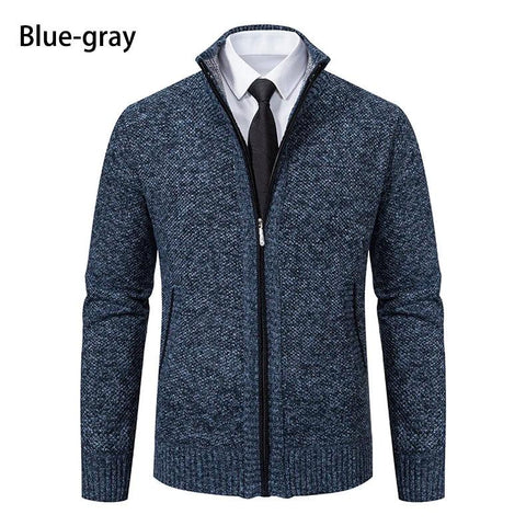 Men's Casual Sports Jacket - Autumn & Winter Fleece Zipper Cardigan with Stand Collar - OneSmartZone