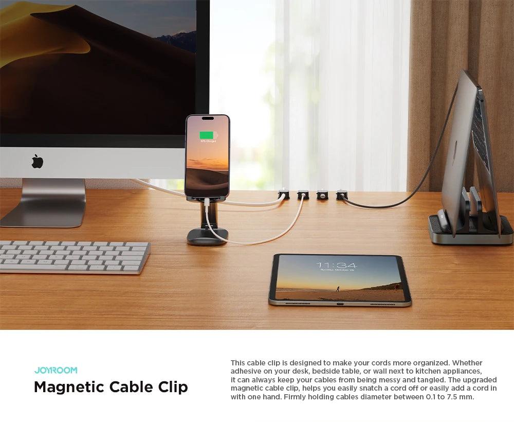 Joyroom Magnetic Cable Organizer – Adjustable Cord Holder for Desk & Wire Management - OneSmartZone