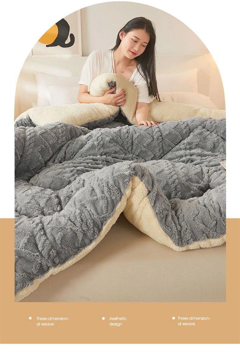 Super Thick Winter Blanket – Artificial Lamb Cashmere Weighted Comforter - OneSmartZone