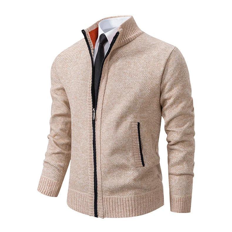 Men's Casual Sports Jacket - Autumn & Winter Fleece Zipper Cardigan with Stand Collar - OneSmartZone