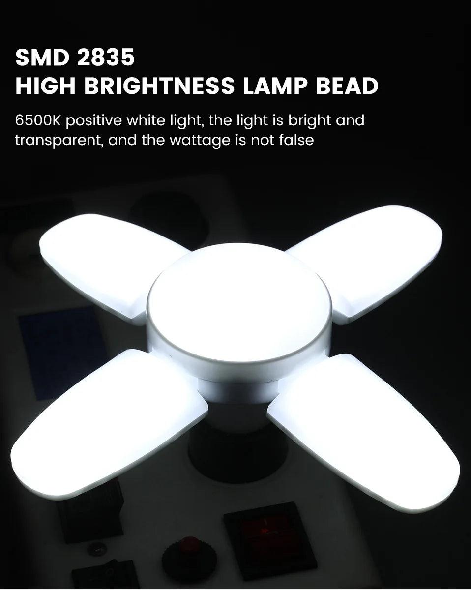 28W Foldable LED Bulb – E27 | 6500K White Light for Home, Warehouse & Garage - OneSmartZone