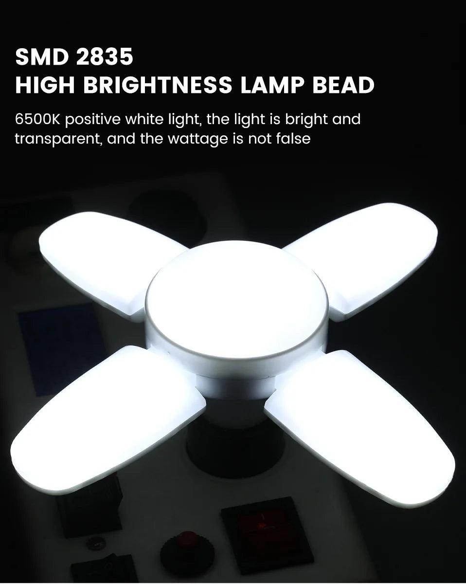 28W Foldable LED Bulb – E27 | 6500K White Light for Home, Warehouse & Garage - OneSmartZone