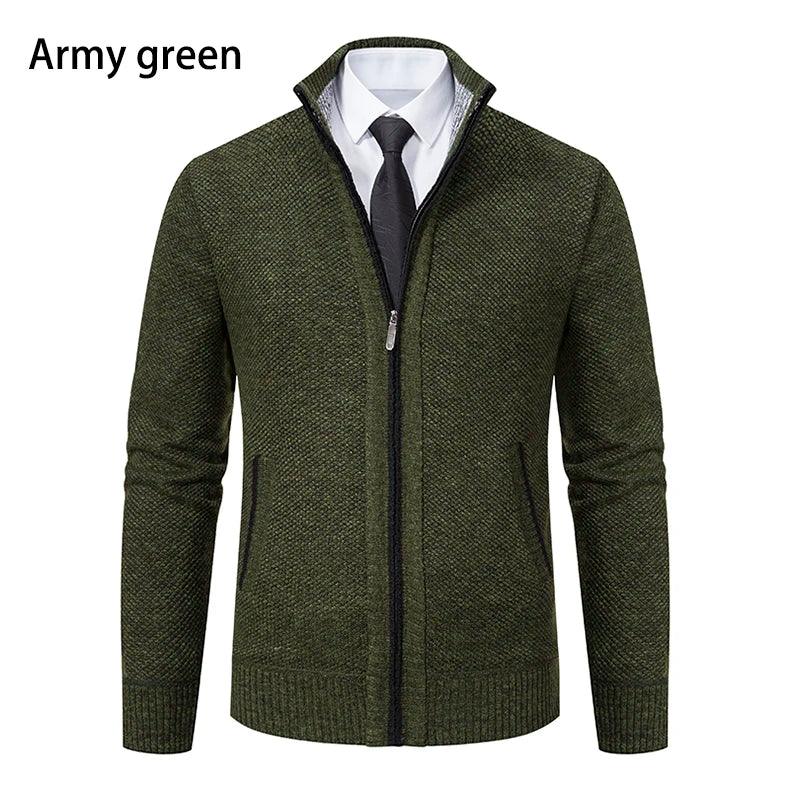 Men's Casual Sports Jacket - Autumn & Winter Fleece Zipper Cardigan with Stand Collar - OneSmartZone