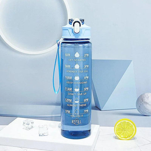 AquaPulse™ – Sports Water Bottle with Time Tracker & Straw - OneSmartZone