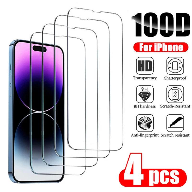 4PCS Tempered Glass Screen Protector for iPhone – Ultra-Clear, Scratch-Resistant - OneSmartZone