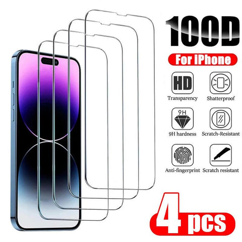 4PCS Tempered Glass Screen Protector for iPhone – Ultra-Clear, Scratch-Resistant - OneSmartZone