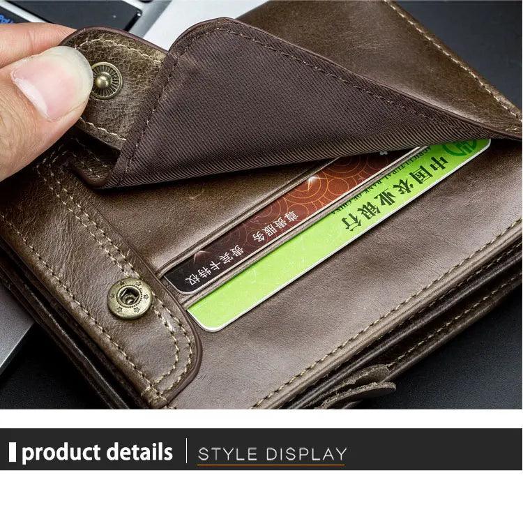 BULLCAPTAIN Men's RFID Blocking Bifold Wallet – Genuine Leather with 15 Card Slots - OneSmartZone