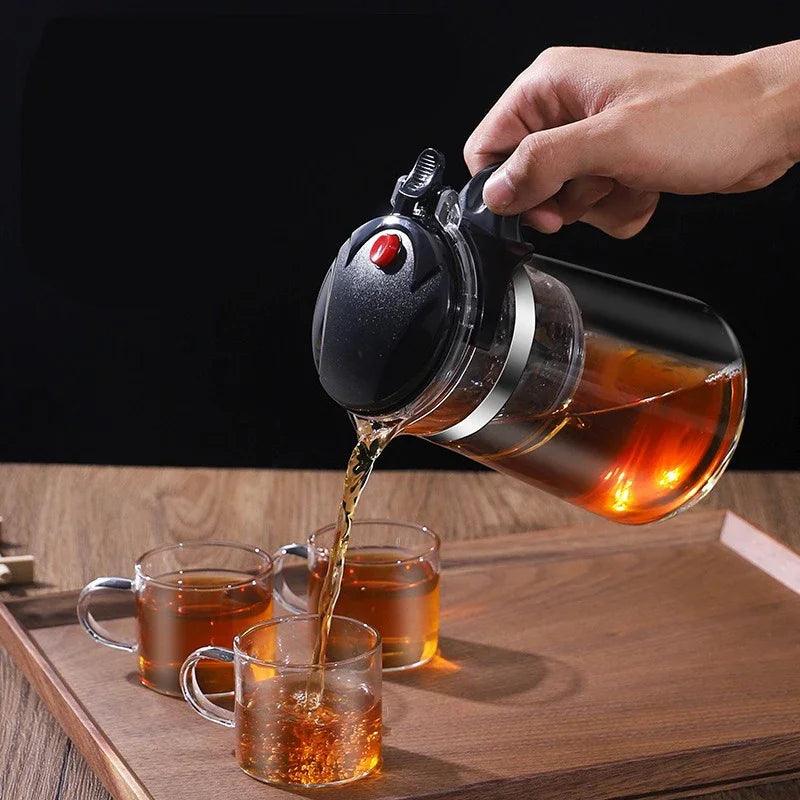 Heat-Resistant Glass Teapot – One-Click Filter Tea Maker & Coffee Pot - OneSmartZone