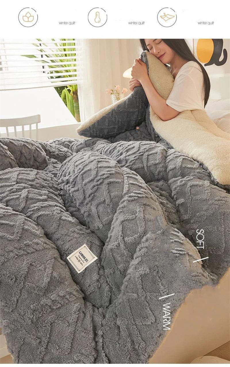 Super Thick Winter Blanket – Artificial Lamb Cashmere Weighted Comforter - OneSmartZone