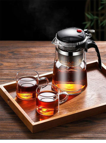 Heat-Resistant Glass Teapot – One-Click Filter Tea Maker & Coffee Pot - OneSmartZone