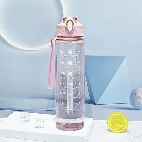 AquaPulse™ – Sports Water Bottle with Time Tracker & Straw - OneSmartZone