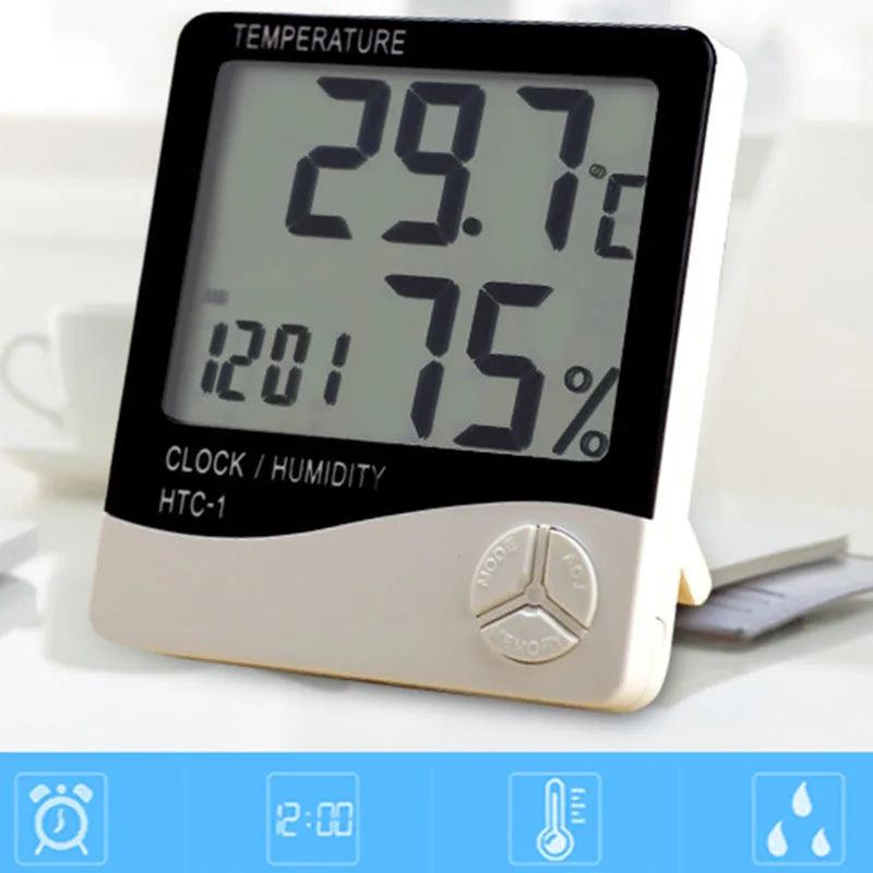 Digital Clock with Temperature & Humidity - Desk & Wall Clock for Home, Kitchen, Office - OneSmartZone