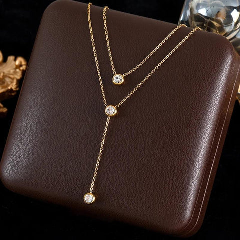 GANEMLY 316L Stainless Steel Water Drop Pendant Necklace – 18K Gold Plated for Women - OneSmartZone