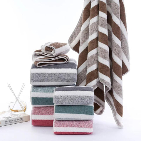 Striped Pattern Towel Set – Soft & Absorbent - OneSmartZone