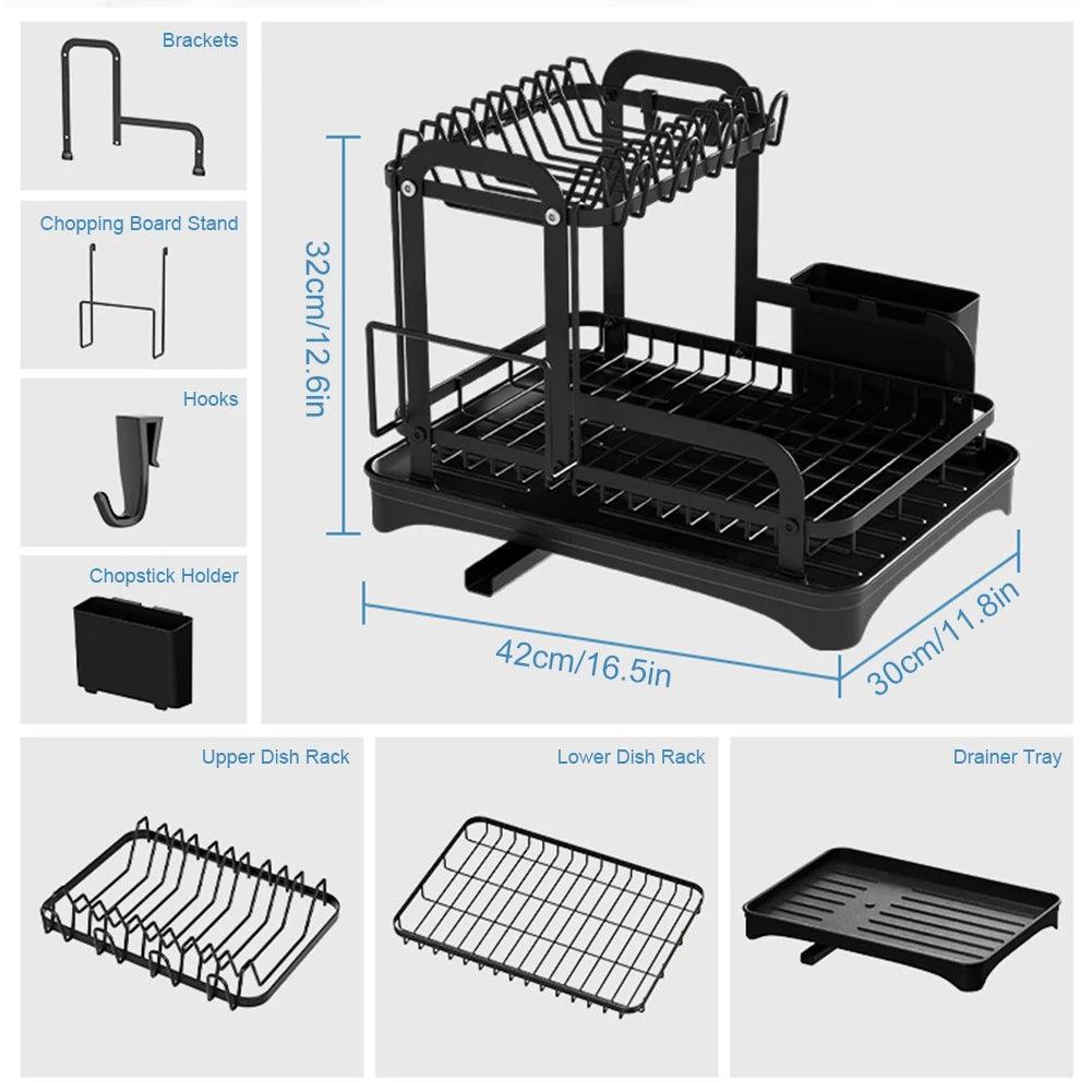 360° Rotating Double-Layer Kitchen Storage & Drying Rack - OneSmartZone