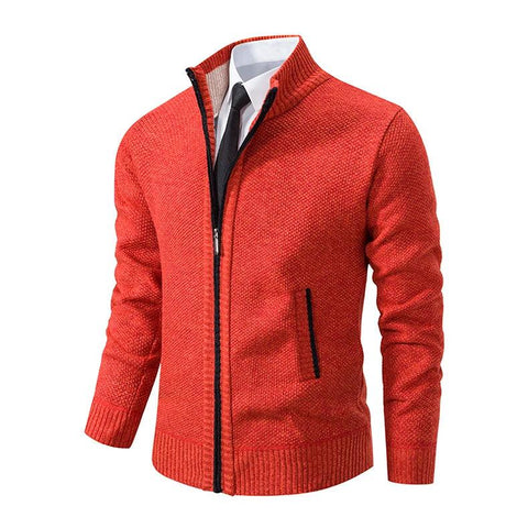 Men's Casual Sports Jacket - Autumn & Winter Fleece Zipper Cardigan with Stand Collar - OneSmartZone